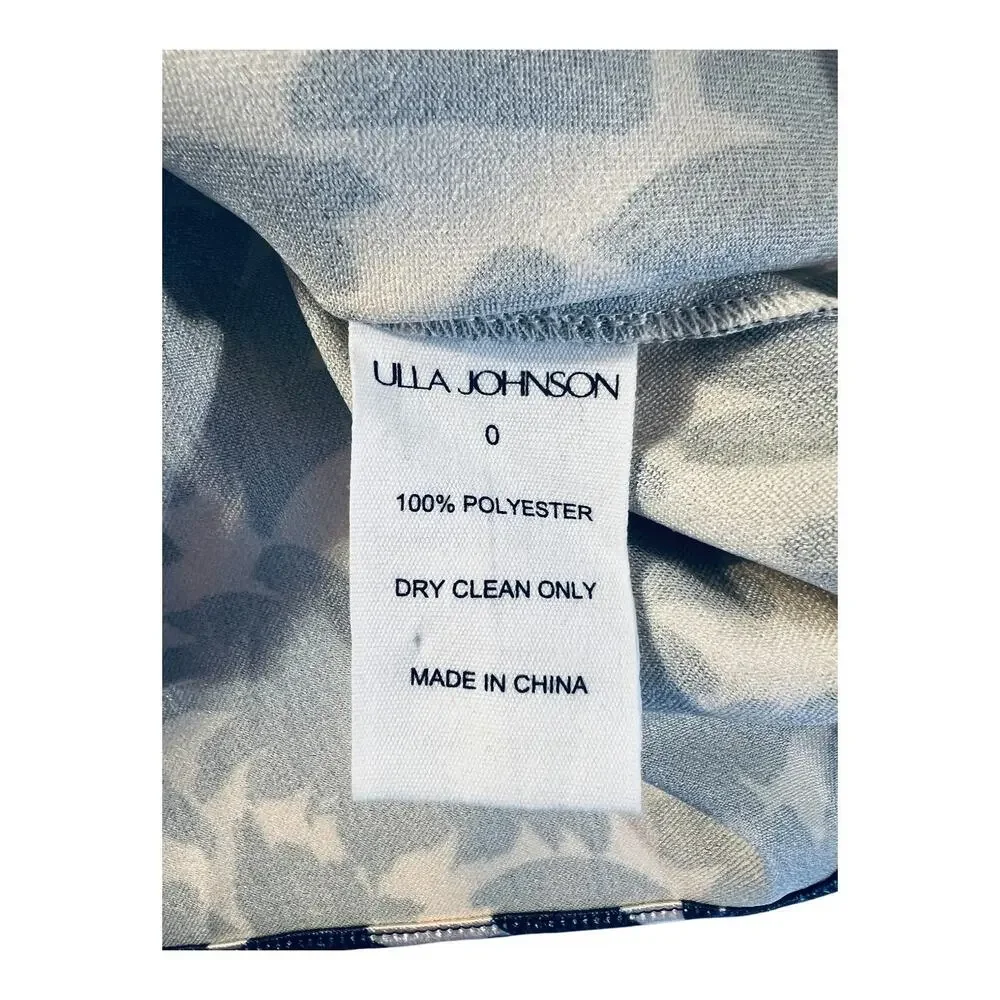 Ulla Johnson Neema Raven Black Cream Floral Satin Puff Sleeve Top Size 0